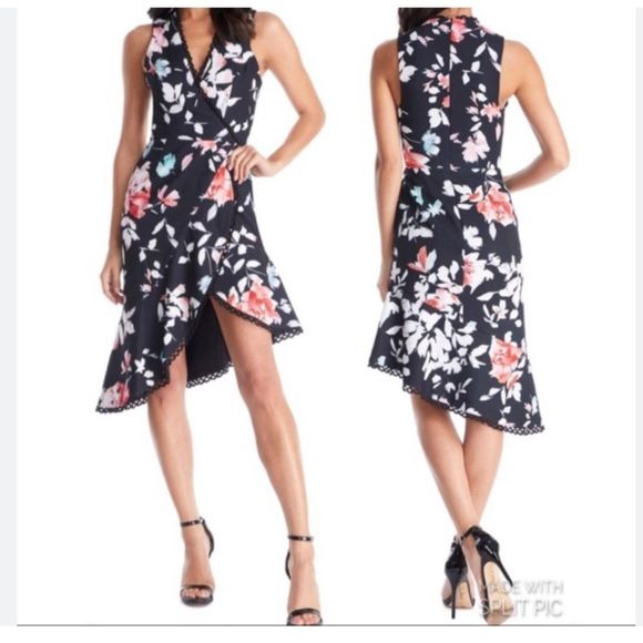 Dress the Population Bijou Floral Plunge Dress - Picture 1 of 13
